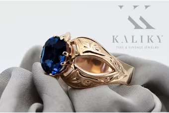 Sapyras Originalus 14k rožinio aukso vintage Žiedas Vintažiniai amatai vrc135r